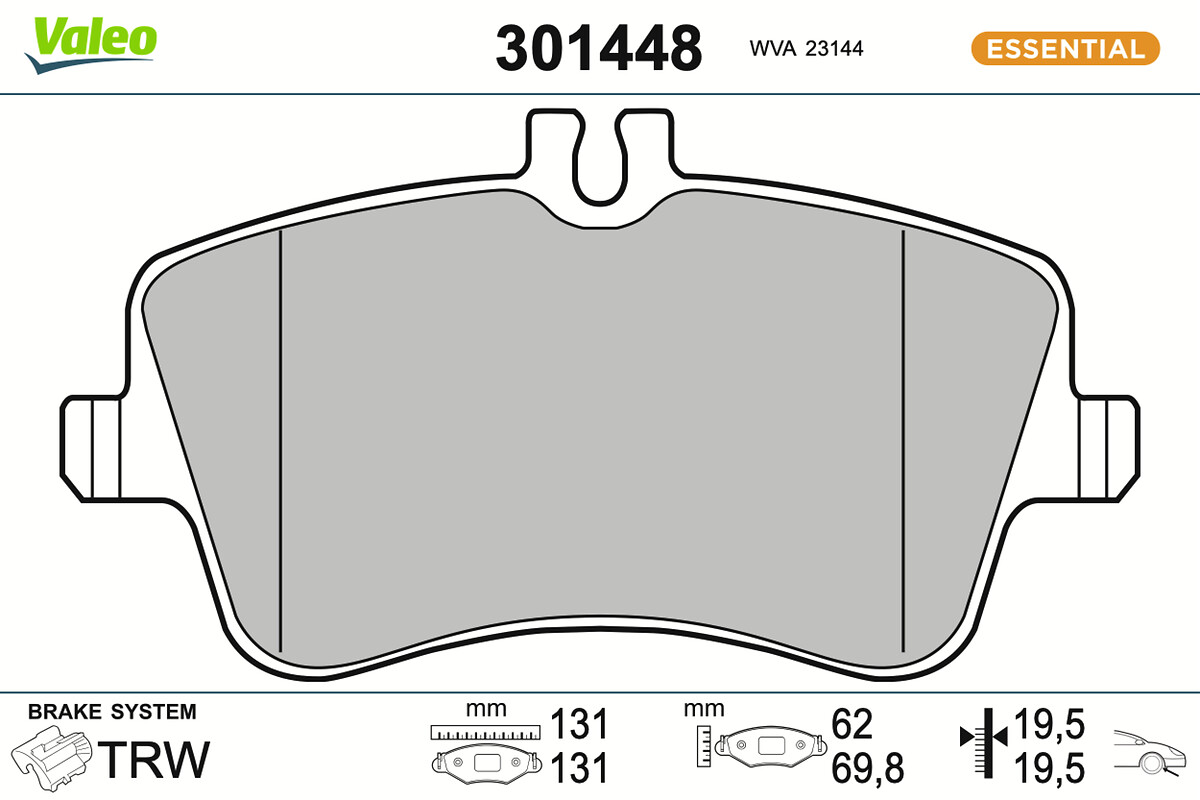 Jeu de 4 plaquettes de frein VALEO ref. 301448